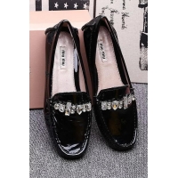 Best Grade Miu Miu Casual Shoes Patent Leather MM334 Black