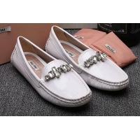 ​Low Cost Miu Miu Casual Shoes Patent Leather MM334 White