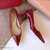 Spot Faux Miu Miu Patent Leather Pumps 50mm Heel MM8835 Red