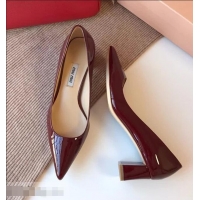 Spot Imitation Miu Miu Patent Leather Pumps 50mm Heel MM8835 Burgundy