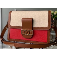 Good Quality Louis Vuitton Taurillon Leather Dauphine MM Bag M53830 Beige/Red 2019