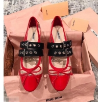 Buy Fashion Miu Miu PVC Ballerinas Flats In Patent Leather MM9019 Red