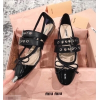 Specials Discount Miu Miu PVC Ballerinas Flats In Patent Leather MM9019 Black