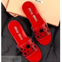 Best Imitation Miu Miu Stars PVC Slides MM9326 Red 2019