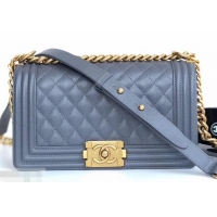 Best Product Chanel Caviar Leather Boy Flap Medium Bag AP03622 Gray 2019