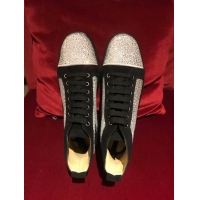 Best Imitation CHRISTIAN LOUBOUTIN Pik Boat glitter leather sneakers CL1044