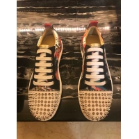 Cheap Luxury CHRISTIAN LOUBOUTIN Pik Boat glitter leather sneakers CL1047