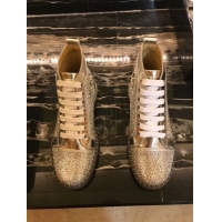 Wholesale Cheap CHRISTIAN LOUBOUTIN Pik Boat glitter leather sneakers CL1051