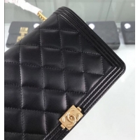 Good Product Chanel Lambskin Boy Wallet On Chain WOC Bag A81969 Black/Gold 2019