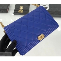 Promotion Chanel Lambskin Boy Wallet On Chain WOC Bag A81969 Blue/Gold 2019