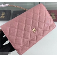 Practical Chanel Caviar Leather Wallet On Chain WOC Bag A33814 Pink 2019