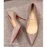 Inexpensive Christian Louboutin Heel 10cm Patent Leather Pump CL8001 Nude Pink