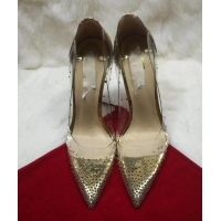 Top Grade Christian Louboutin Degrastrass Pvc Clear Plastic Pigalle Stiletto Heel Pumps CL2012 Gold