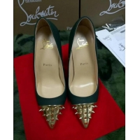 Good Looking Christian Louboutin Geo Suede Pointed Gold Pumps CL8946 Black