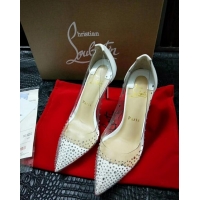 Luxury Cheapest Christian Louboutin Degrastrass crystal PVC pumps CL4532