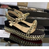 Shop Faux Christian Louboutin 60MM Pyraclou Rockstud Wedges CL9704