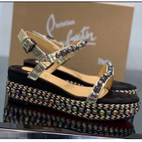 Unique Ladies Christian Louboutin 60MM Pyraclou Rockstud Wedges CL9714