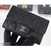 Best Price Chanel Grained Leather Classic Flap Card Holder A80799 BlackSilver