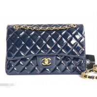 Classic Chanel Classic jumbo Flap Bag 1113 navy blue in patent leather with Gold Hardware