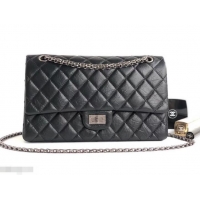 Crafted Chanel 2.55 Reissue Size 226 Bag in wrinkled calfskin black with silver hardware 602713