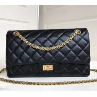 Unique Style Chanel 2.55 Reissue Size 227 Bag in wrinkled calfskin black with gold hardware 602715