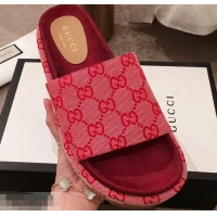 Discount Grade Gucci Original GG Canvas Slide Sandals 573018 Pink 2019