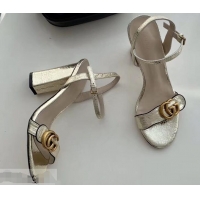 Lower Price Gucci Heel 10cm Leather Sandals with Double G 453378 Gold