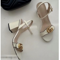 Discount Gucci Heel 7.5cm Leather Sandals with Double G 453379 White