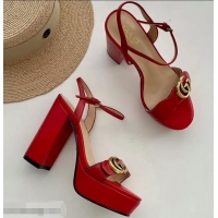 Best Design 10cm Platform Sandals with Double G 573021 Original Quality Red 2019