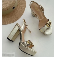 Top Quality Gucci Heel 10cm Platform Sandals with Double G 573021 Original Quality Gold 2019