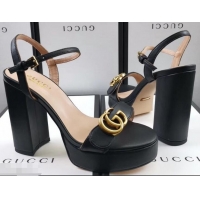 Cheap Gucci Heel 11cm Platform 2.5cm Sandals with Double G 573021 Black 2019