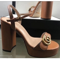 Inexpensive Gucci Heel 11cm Platform 2.5cm Sandals with Double G 573021 Khaki 2019