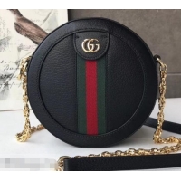 Practical Gucci Web Ophidia Mini Round Shoulder Bag 550618 Leather Black 2019