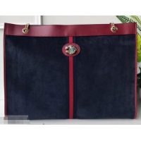 Best Price Gucci Vintage Web Rajah Maxi Tote Bag 537218 Suede Navy Blue 2019