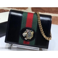 Best Price Gucci Vintage Web Rajah Chain Card Case Wallet 573790 Leather Black 2019