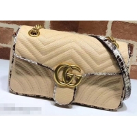 Grade Design Gucci GG Marmont Raffia Small Shoulder Bag 443497 Beige/Gray 2019