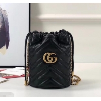 Grade Gucci GG Marmont Double G Mini Bucket Bag 575163 Black 2019 