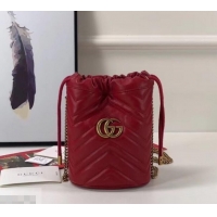 Discount Gucci GG Marmont Double G Mini Bucket Bag 575163 Red 2019 