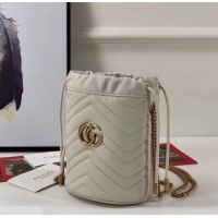 Promotional Gucci GG Marmont Double G Mini Bucket Bag 575163 White 2019 