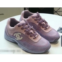 Super Quality Chanel Suede Calfskin Sneakers G34360 Lilac 2019