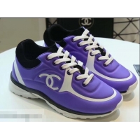 Low Cost Design Chanel Lycra Sneakers G34765 Purple 2019