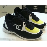 Most Popular Chanel Lycra Sneakers G34765 Black/Yellow 2019