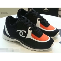 Chic Reproduction Chanel Lycra Sneakers G34765 Black/Orange 2019