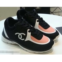 Imitation Low Cost Chanel Lycra Sneakers G34765 Black/Nude Pink 2019