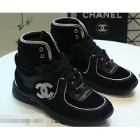 Unique Grade Chanel CC Logo High-top Sneakers G35060 Suede Black 2019