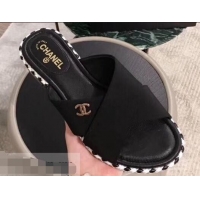 Unique Style Chanel CC Logo Crossover Mules G35019 Black 2019