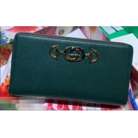 Fashion Gucci Zumi Grainy Leather Zip Around Wallet 570661 Green 2019