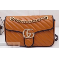 New Design Gucci Diagonal GG Marmont Small Shoulder Bag 443497 Brown 2019