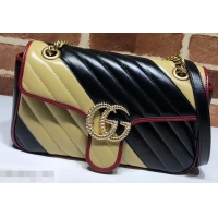 Affordable Price Gucci Diagonal GG Marmont Small Shoulder Bag 443497 Beige/Black 2019