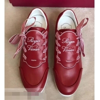 Best Bulk Roger Vivier Sporty Viv' Etiquette Calfskin Sneakers R8327 Red 2018